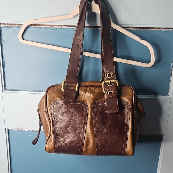 dulce Two Tone Brown Women's Brazalian Leather Handbag - Picture 3 of 17